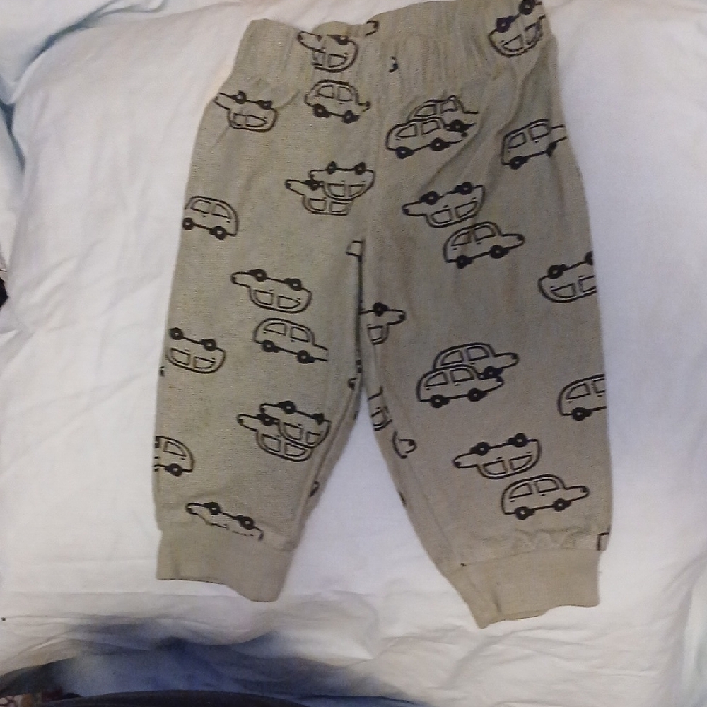 Carter's Light Gray Toddler Sweatpants with Black Car Motif